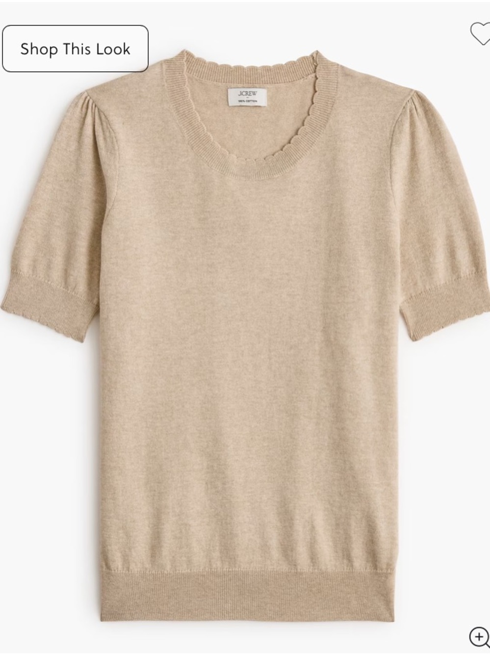 NWT J. Crew Sleeve Scallop Crewneck Sweater in (Light Taupe) Size Small